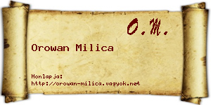 Orowan Milica névjegykártya